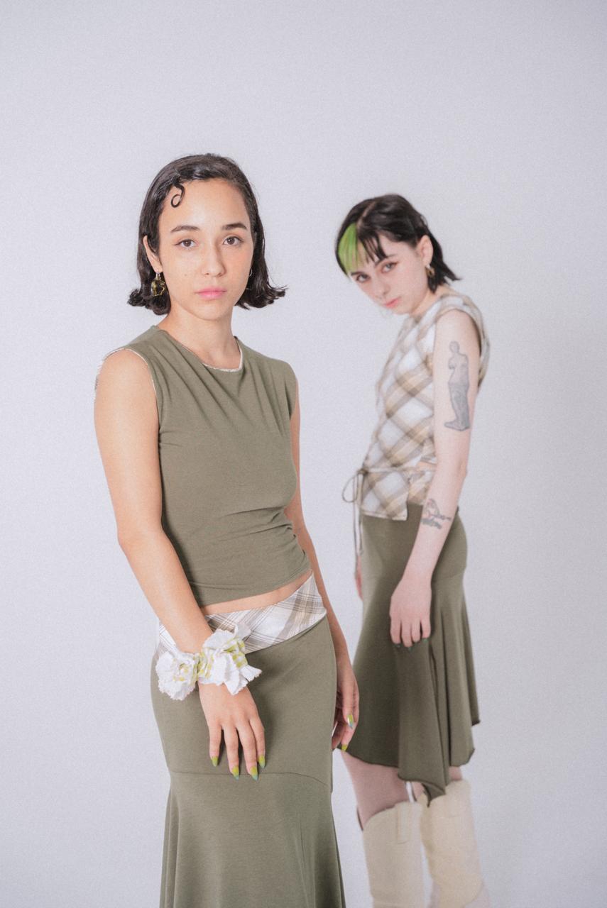 The Milano Skirt in Olive Plaid