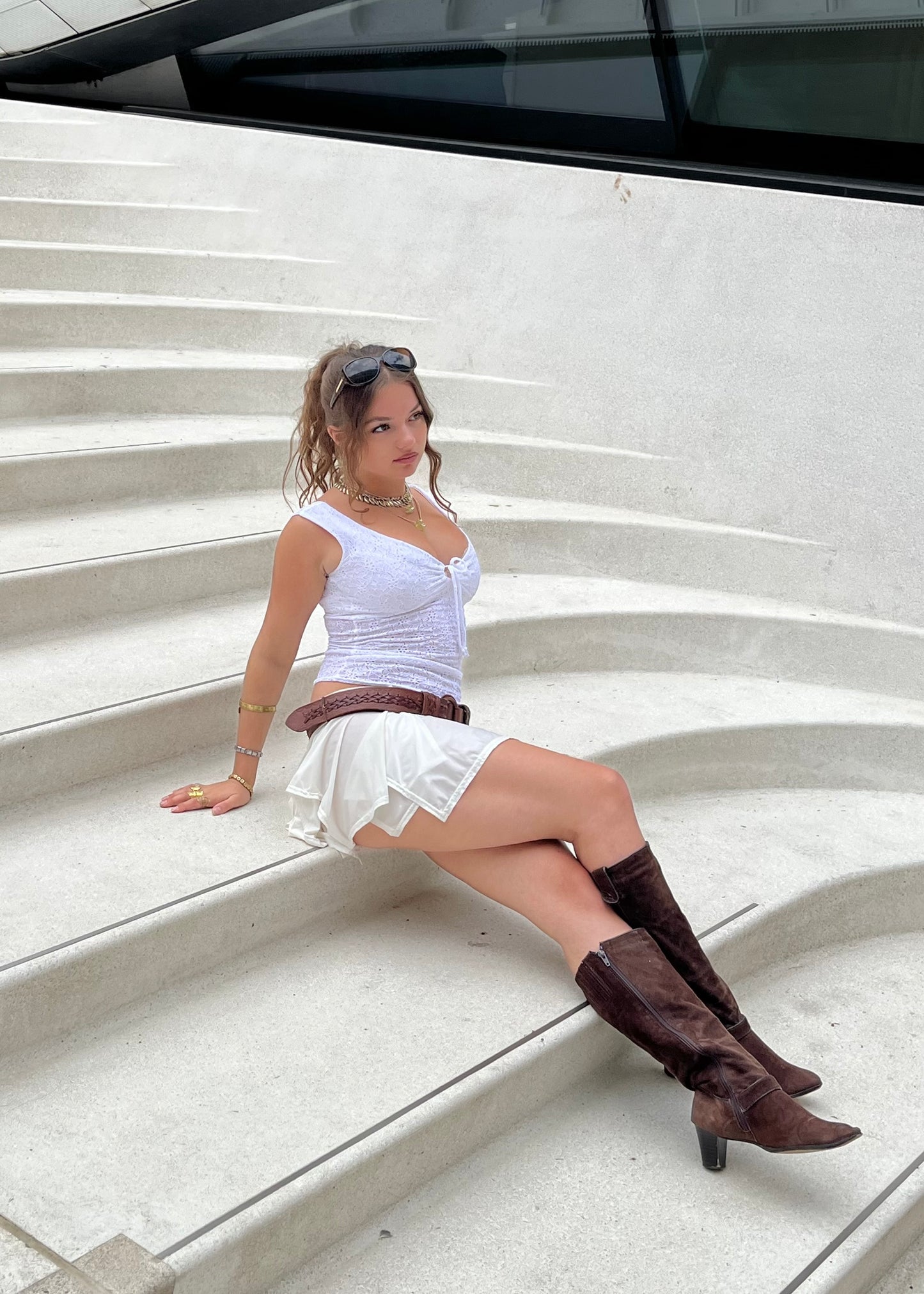 The Sofia top in Broderie Anglaise