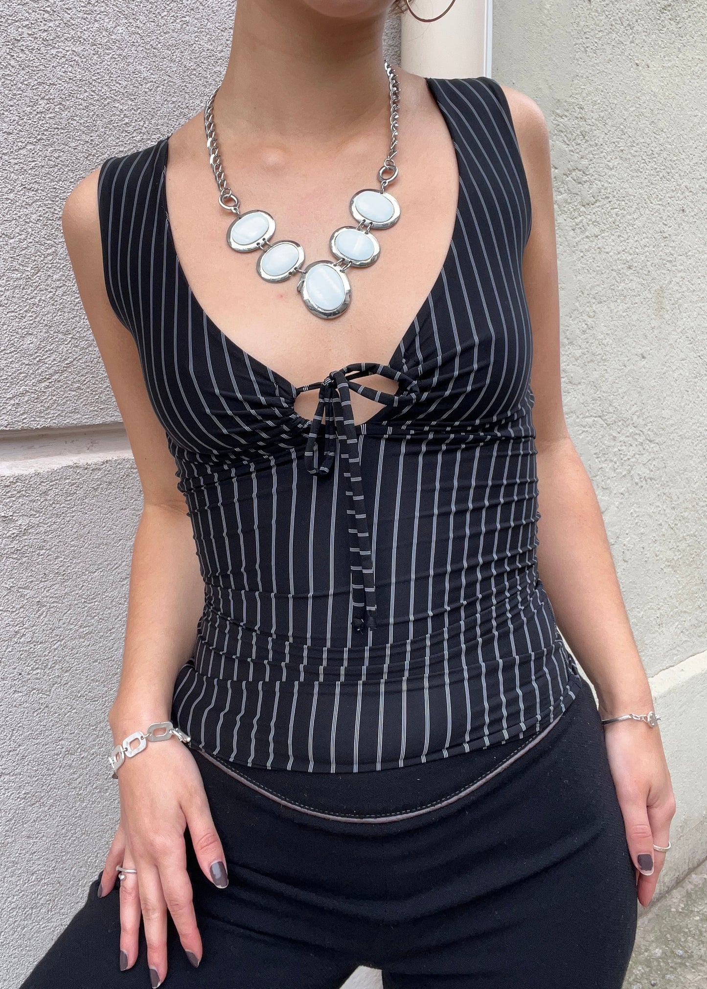 The Sofia Top in Pinstripe