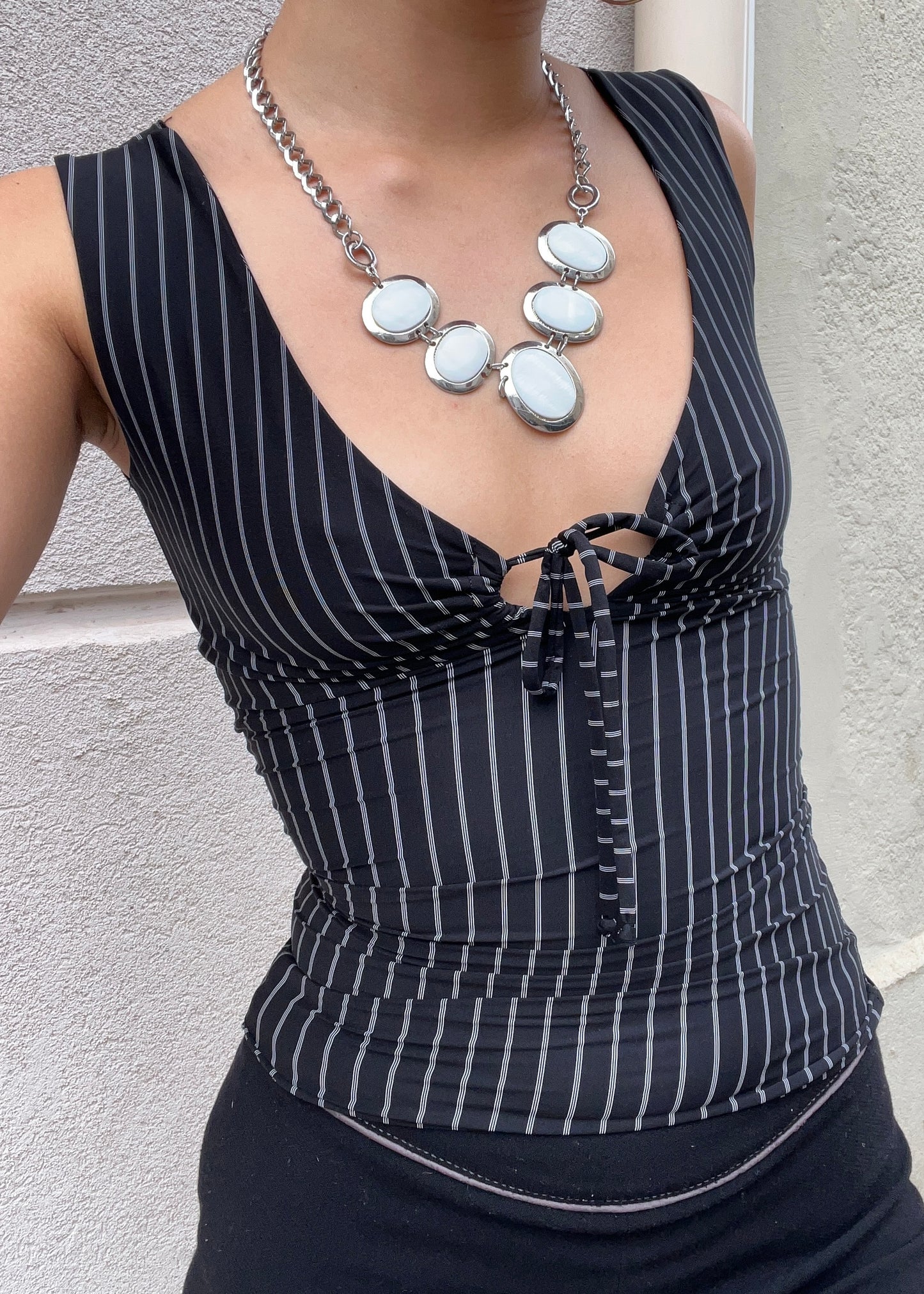 The Sofia Top in Pinstripe