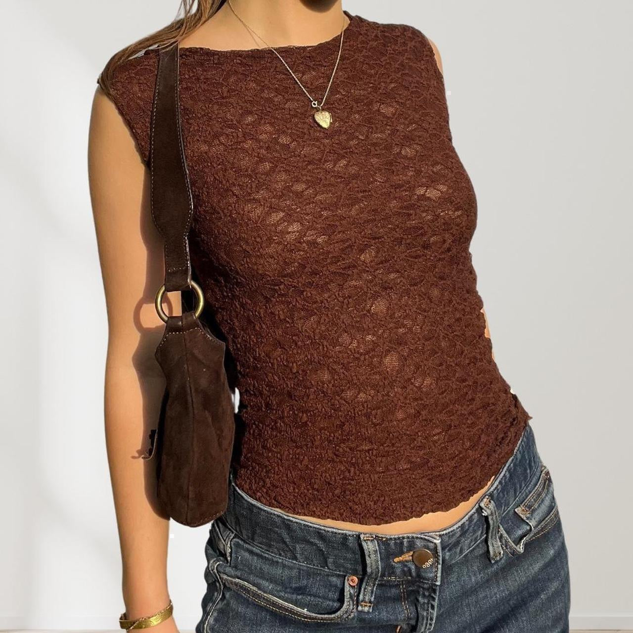 The Siena Top in Brown Lace