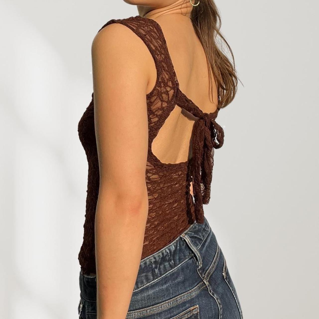 The Siena Top in Brown Lace