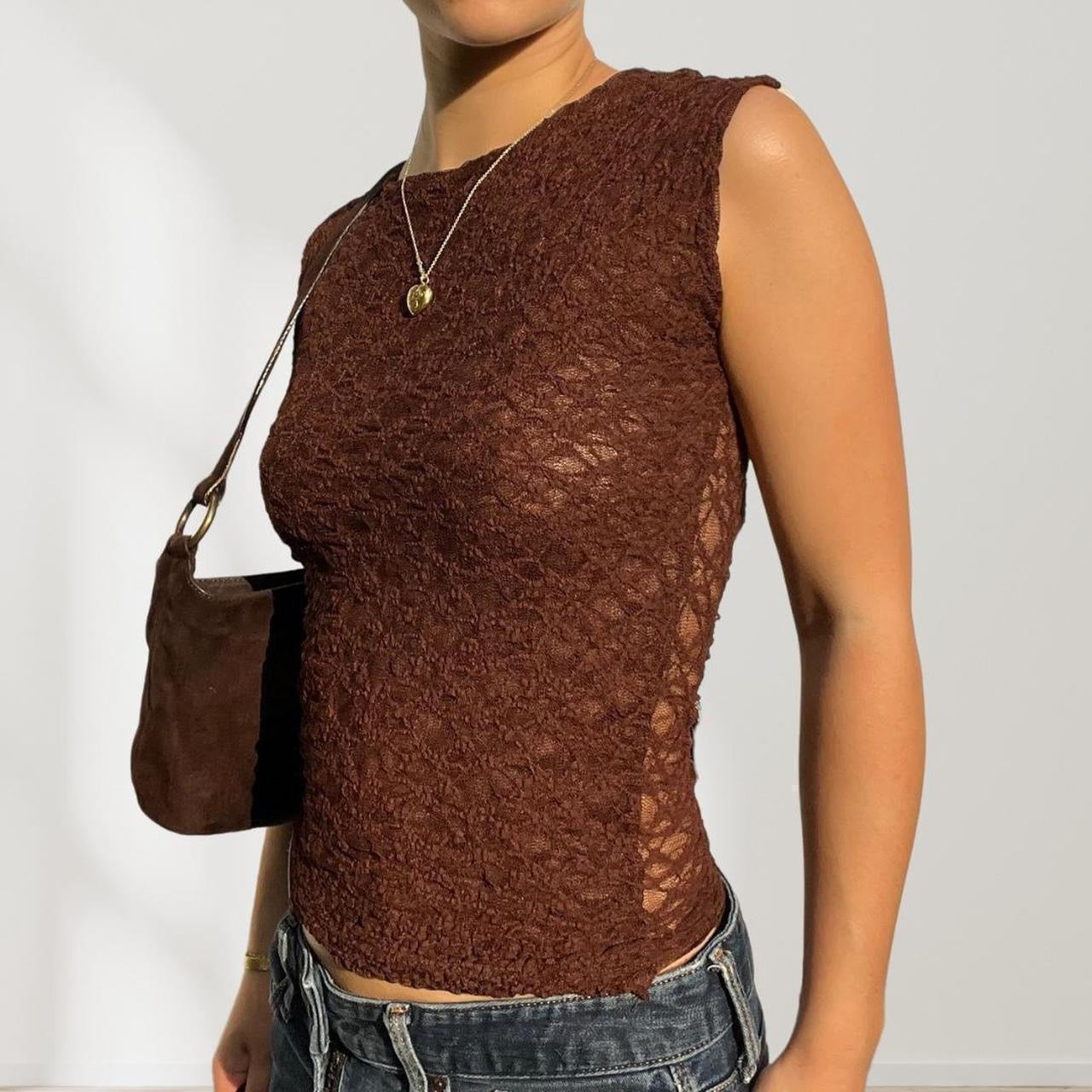 The Siena Top in Brown Lace