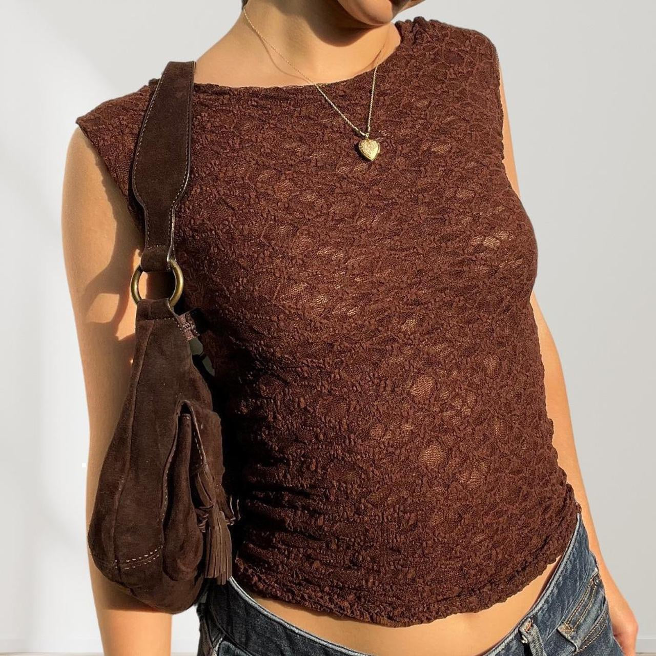 The Siena Top in Brown Lace