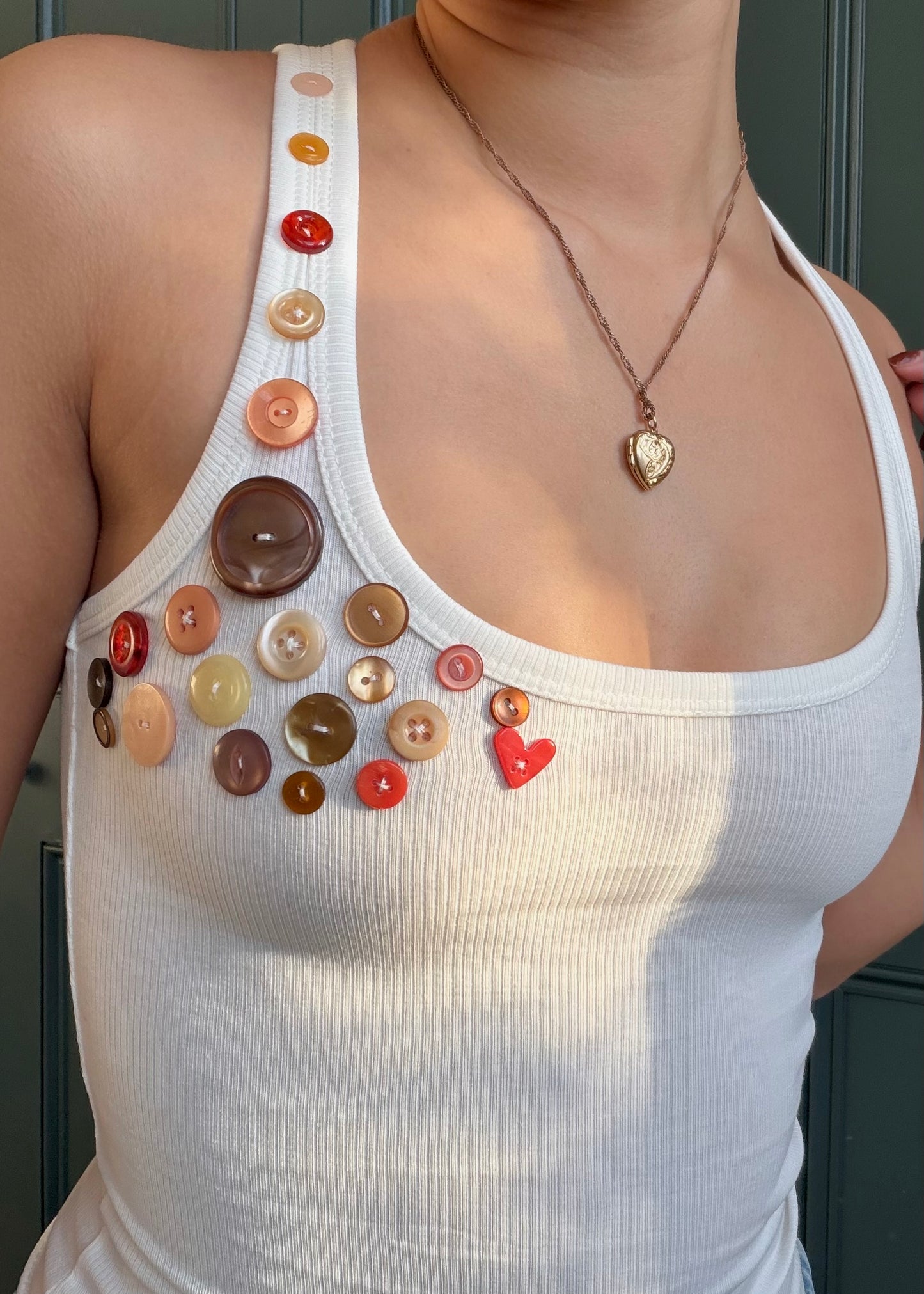 The Button Babe Tank in Cinnamon