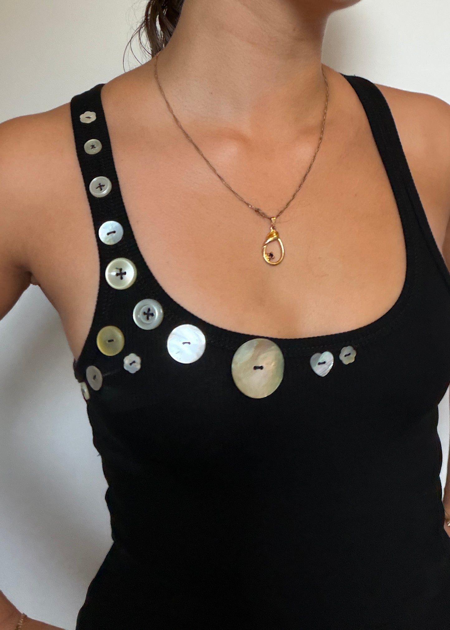 The Button Babe Tank in Noir