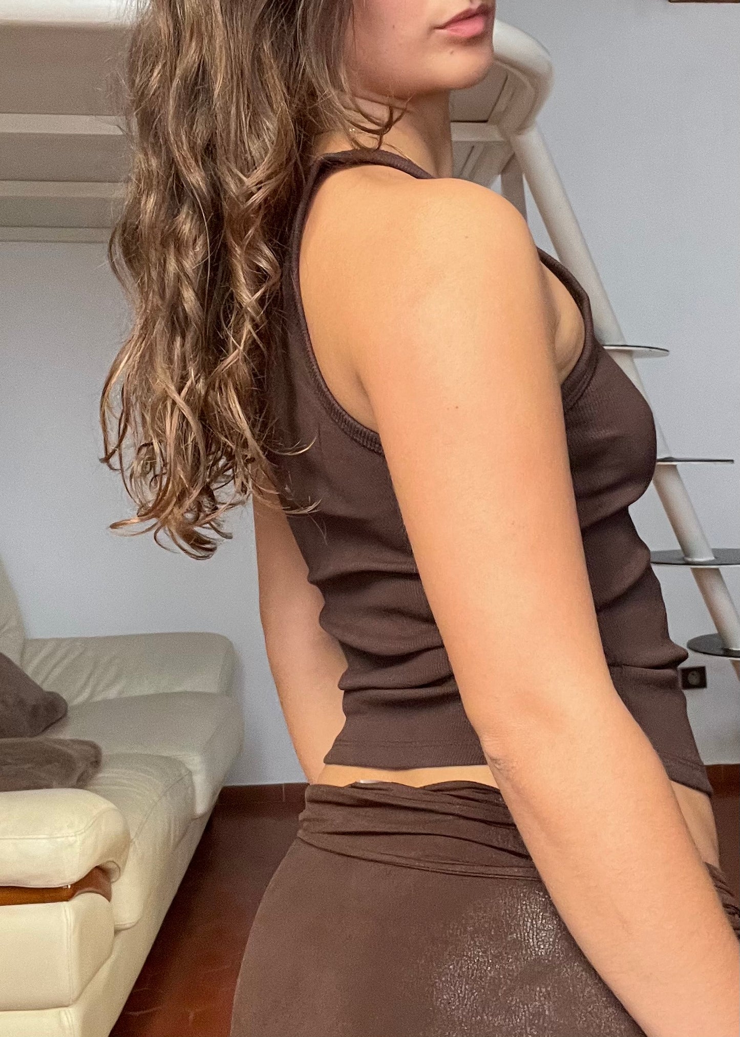 The Button Babe Tank in Espresso