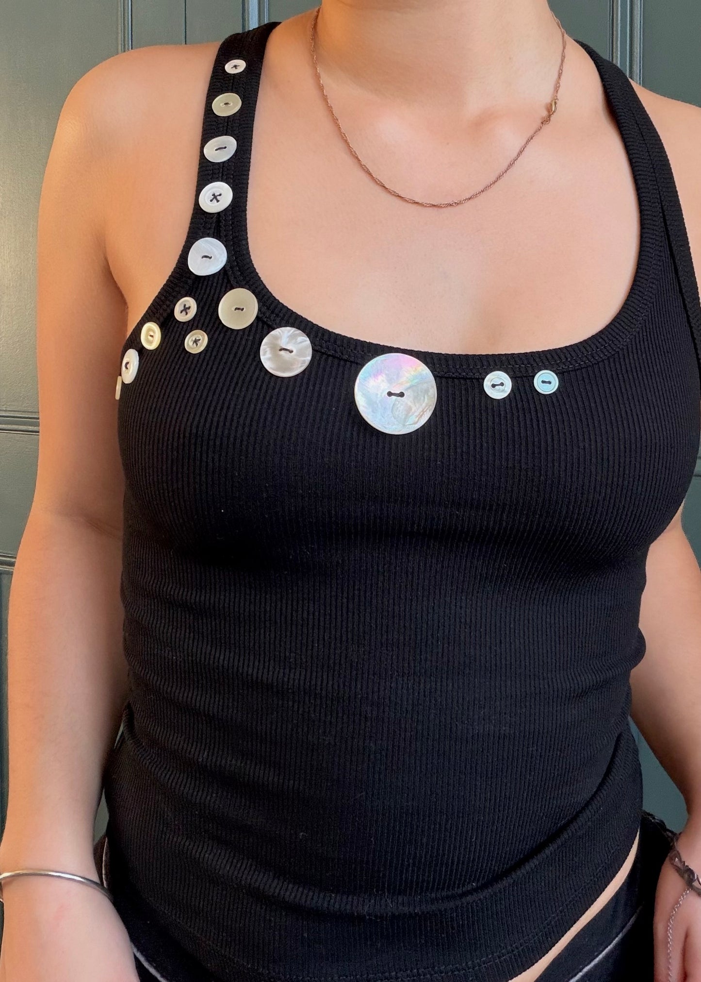 The Button Babe Tank in Shell - XS